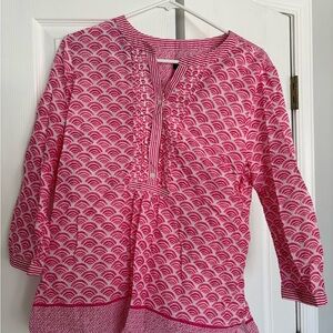 Talbots Pink and White Patterned Tunic, size LP - perfect for spring